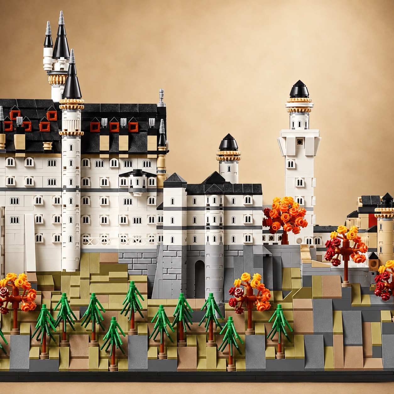 LEGO Schloss Neuschwanstein bedruckte Fassade mit Fenstern