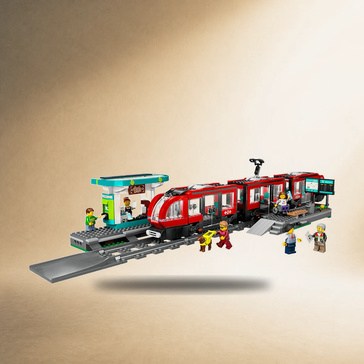 LEGO Straßenbahn mit Haltestelle